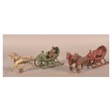 2 Cast Iron Hubley Horse-Drawn Sleighs