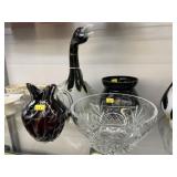 Art Glass with Crystal Center Bowl