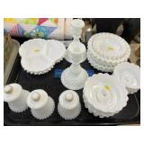 Hobnail Milk Glass Decorative Pieces