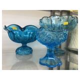 (3) Art Glass Compotes