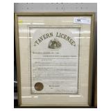 Framed Tavern License
