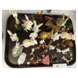 Porcelain and Glass Rabbit Figurines