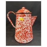 Red Agateware Coffee Pot