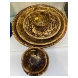 Stoneware Rockingham Glazed Bowls