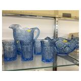 Water Pitcher Set with Art Glass Center Bowl