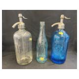 (2) Seltzer Bottles with Brewery Bottle