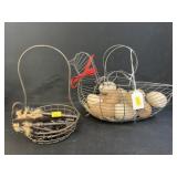 (2) Wire Form Baskets with Skeleton Keys