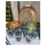 Carnival and Depression Glass with Tumblers