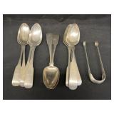 Coin Silver Spoons with Tongs