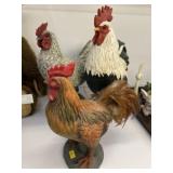 (3) Composition Chicken Figurines