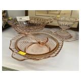 (4) Pieces of Pink Depression Glassware