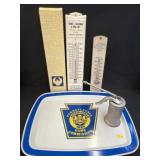 Advertising Tray, Thermometers and Oil Can