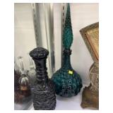 (2) Art Glass Decanter Bottles
