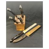 (6) Cutco Knives with Wood Knife Block