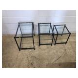 Nest of 3 Modern Metal Glass-top Tables