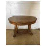 Vtg. Oval 1-drawer Library Table