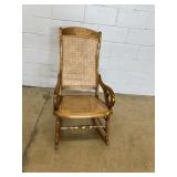 Vtg. Cane Seat & Back Scrolled Arm Rocking Chair