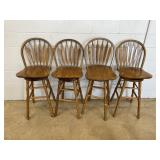 (4) Oak Swivel High-top Bar Stools