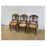 3 Victorian Cane Seat Side Chairs