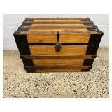 Vtg. Flat Top Steamer Trunk