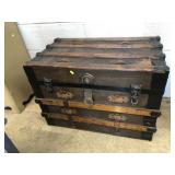 Vtg. Flat Top Steamer Trunk
