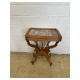 Victorian Marble Top Walnut Parlor Stand