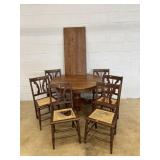 7 pc. Oak Antique Circular Claw Foot Table & Chair