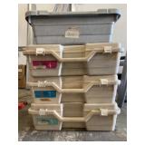 (4) Plastic Totes with Plumbing Supplies
