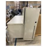 Double Pedestal Metal Desk with Wall Cabinet