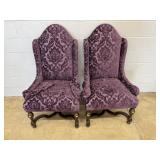 (2) Purple Velvet Upholstered Vtg. Chairs
