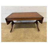 Mahogany Leather Top Drop-leaf Coffee Table