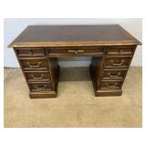Double Pedestal Desk w/ Leather Top