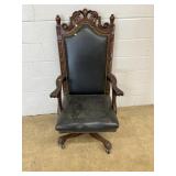 Vtg. Leather Upholstered Rocking/Rolling Chair