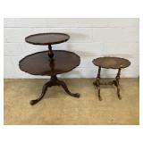 Mahogany 2-tier Pie Crust Stand & Occas. Stand