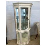 Modern Mirrored Back Corner Curio Cabinet
