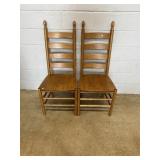 2 Matching Oak Ladder Back Chairs