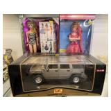 (2) Barbie Dolls w/ Diecast Hummer