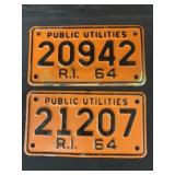 (2) 1964 Rhode Island License Plates