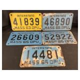 (5) Vintage MA License Plates