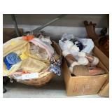 (2) Boxes & Laundry Basket of Asst. Yarn