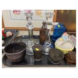 Candlesticks w/ Miniature Cookware & Bottles