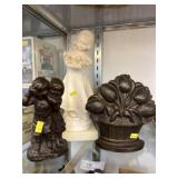Composition and Cast Metal Figurines w/ Door Stop