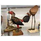 Wood Carvings w/ Composition Bird