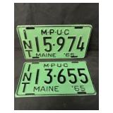 (2) 1965 Maine License Plates