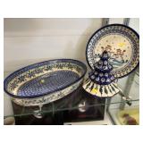 (3) Pieces of Hand Painted Polish Pottery