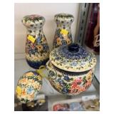 (4) Pieces of Hand Painted Polish Pottery