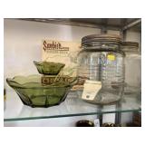 (2) Vintage Glass Canisters with Chip and Dip Set