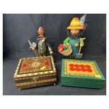 (2) German Wooden Smokers with Music Boxes