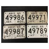 (4) 1965 Arizona Motorcycle License Plates