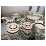 Spatterware Sugar Bowl w/ Antique Porcelain